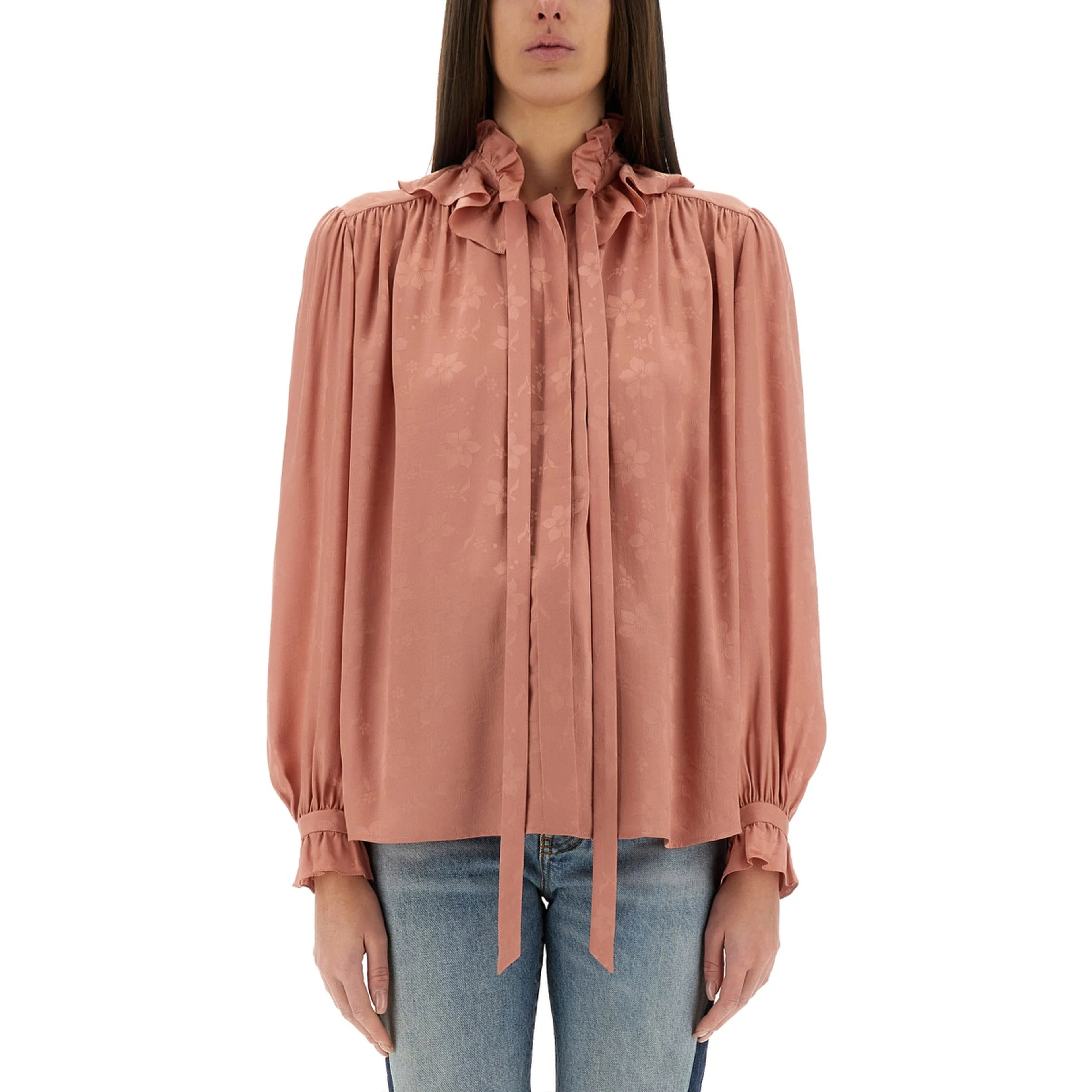FLUID SILK JACQUARD BLOUSE