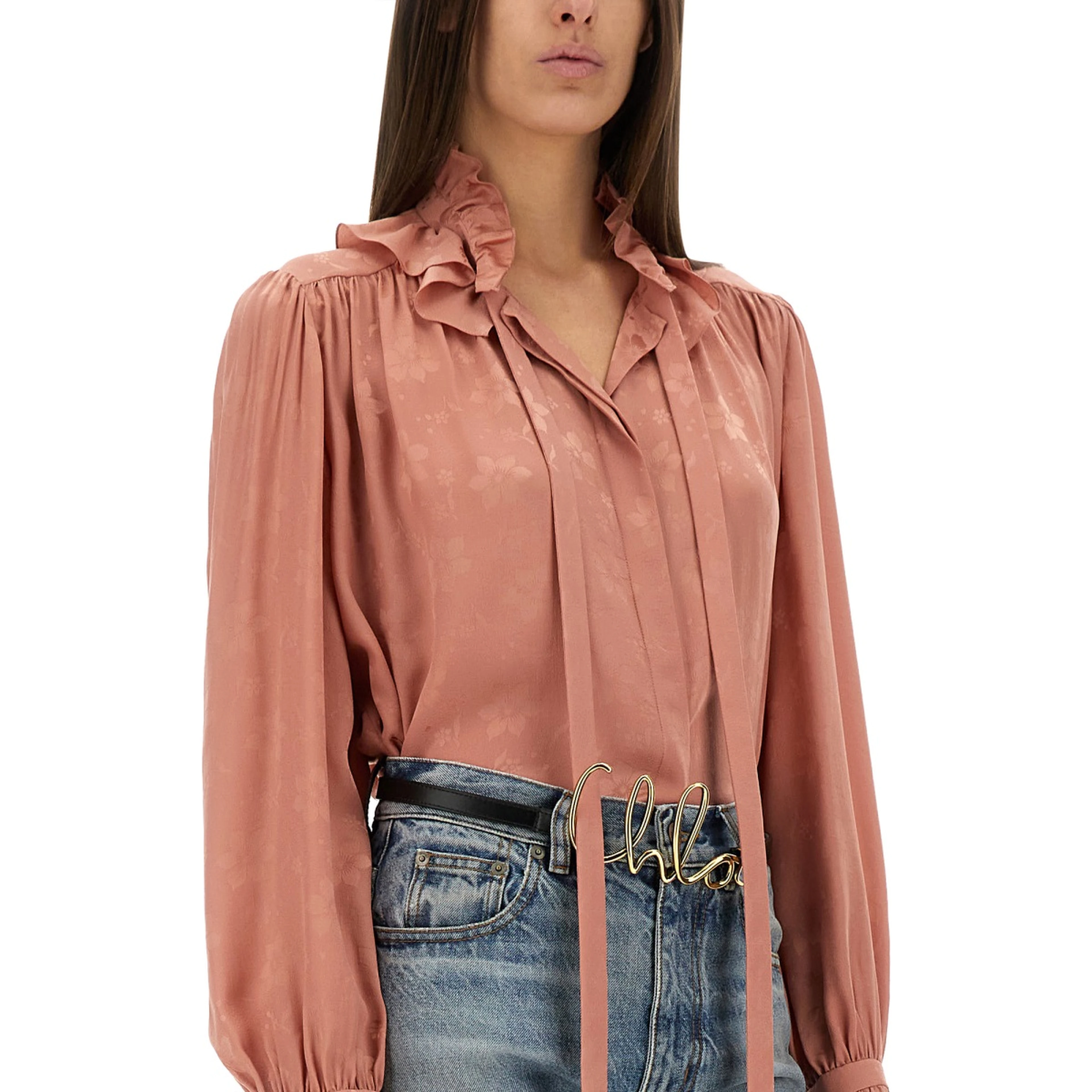 FLUID SILK JACQUARD BLOUSE