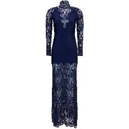 Blue Polyamide Long Dress