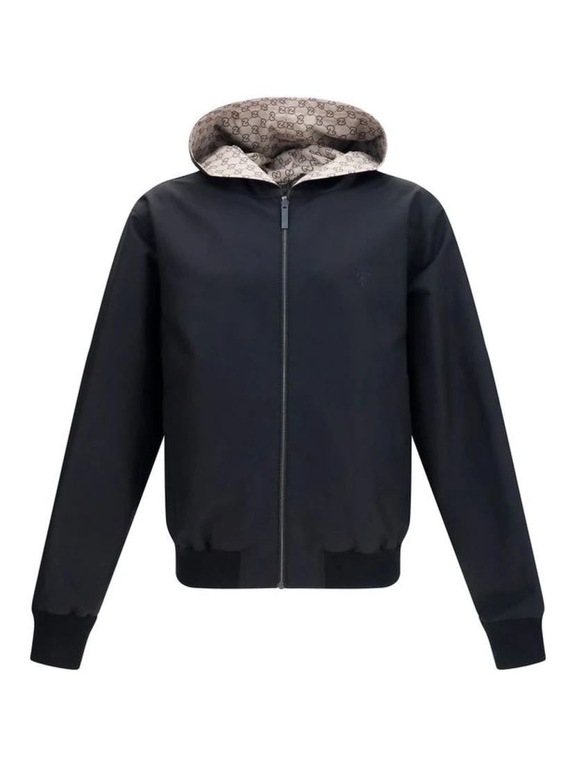 Black Polyester Bomber