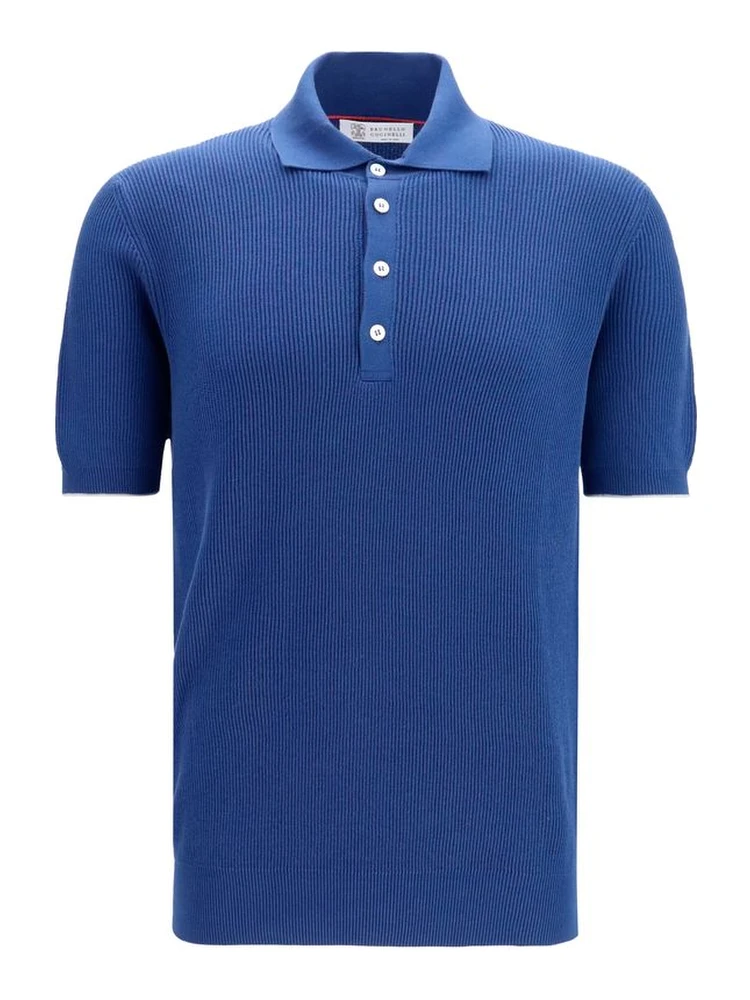 Blue Cotton Polo Shirt