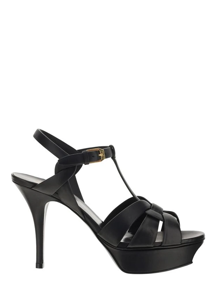 Black Calf Leather Bos Taurus Platform Sandals