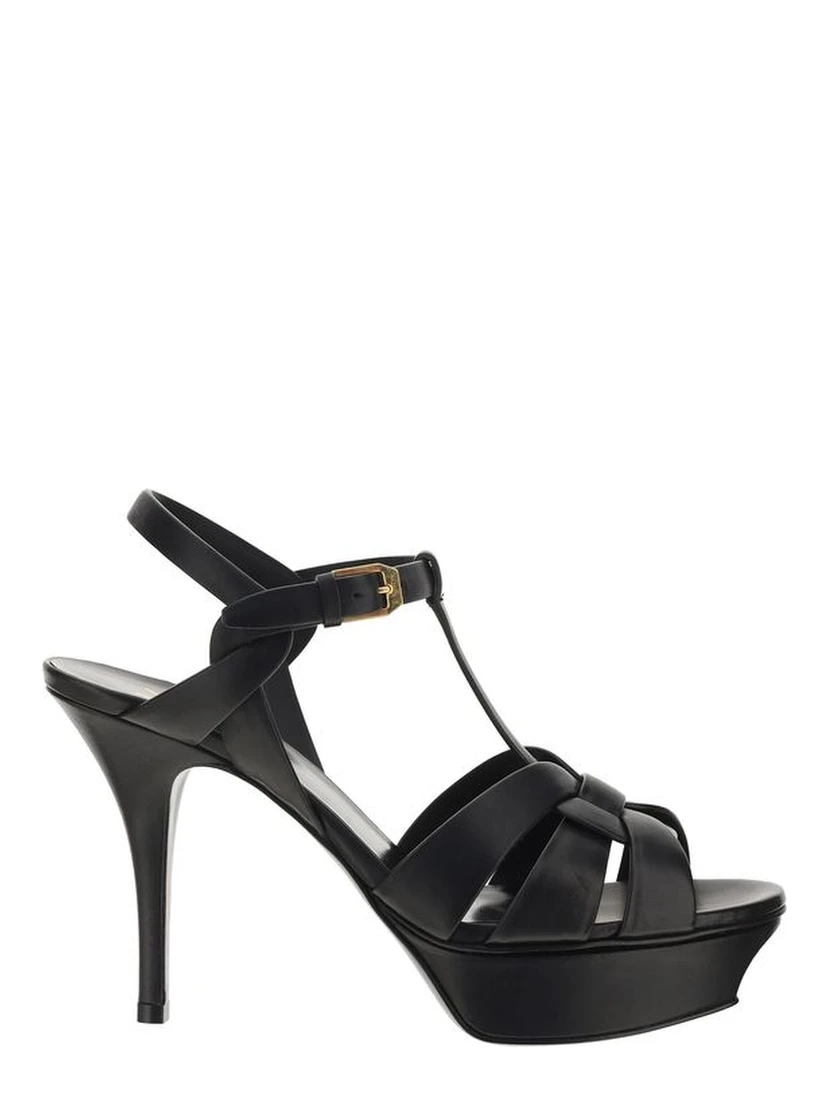 Black Calf Leather Bos Taurus Platform Sandals