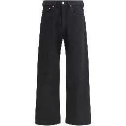 Black Cotton Straight-Leg Jeans