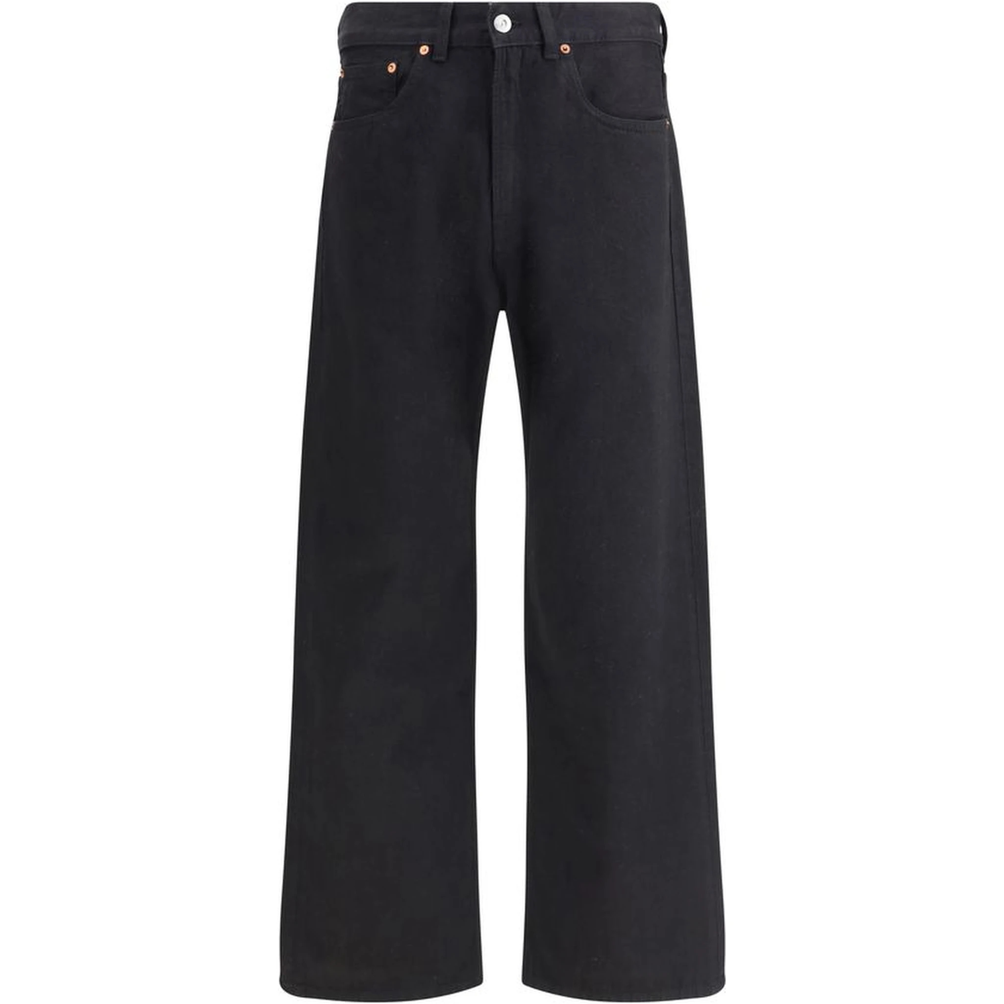 Black Cotton Straight-Leg Jeans
