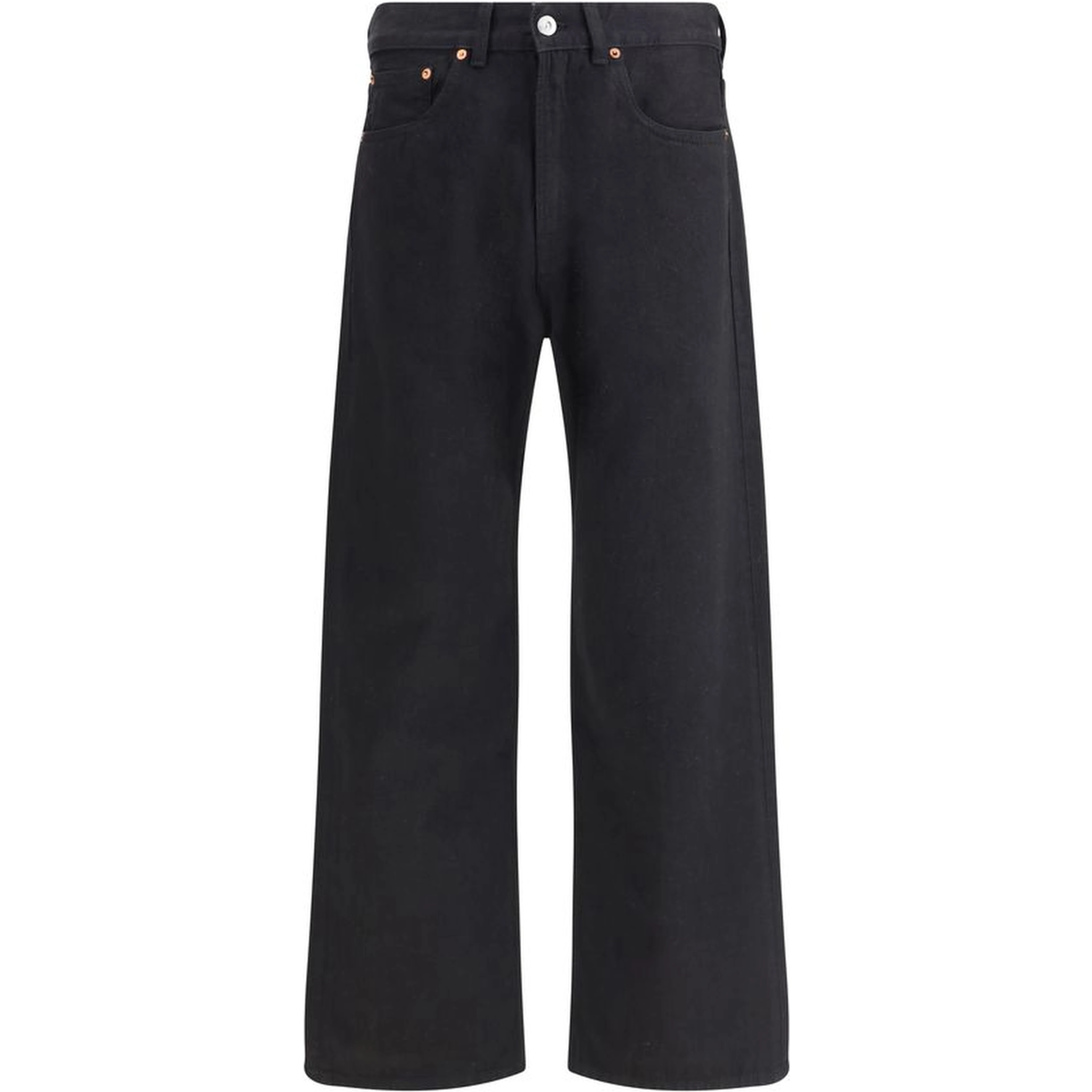 Black Cotton Straight-Leg Jeans