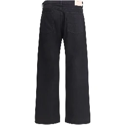 Black Cotton Straight-Leg Jeans