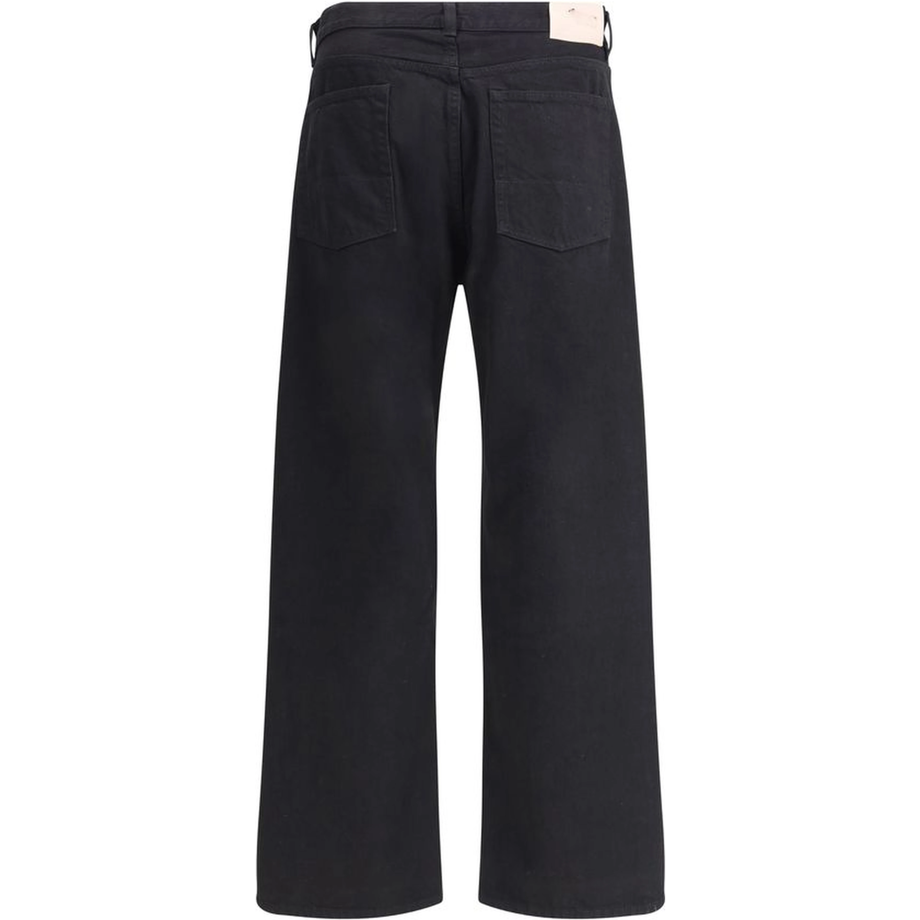 Black Cotton Straight-Leg Jeans