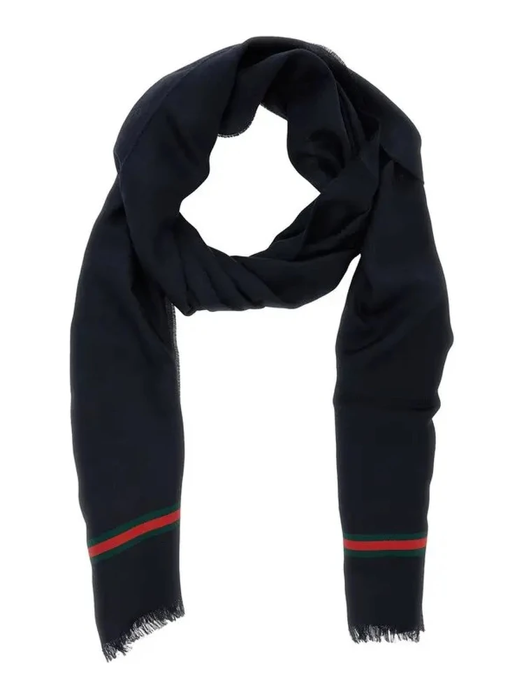 Wool and silk scarf with Web details alternative