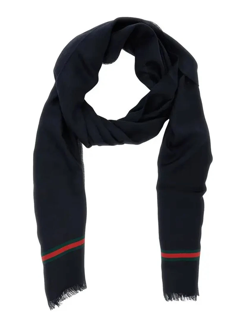 Wool and silk scarf with Web details