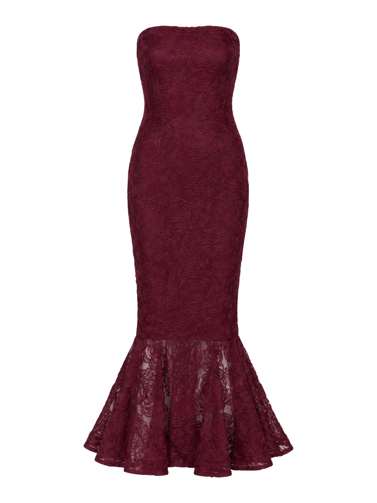FLOWER MESH FLOUNCE DRESS