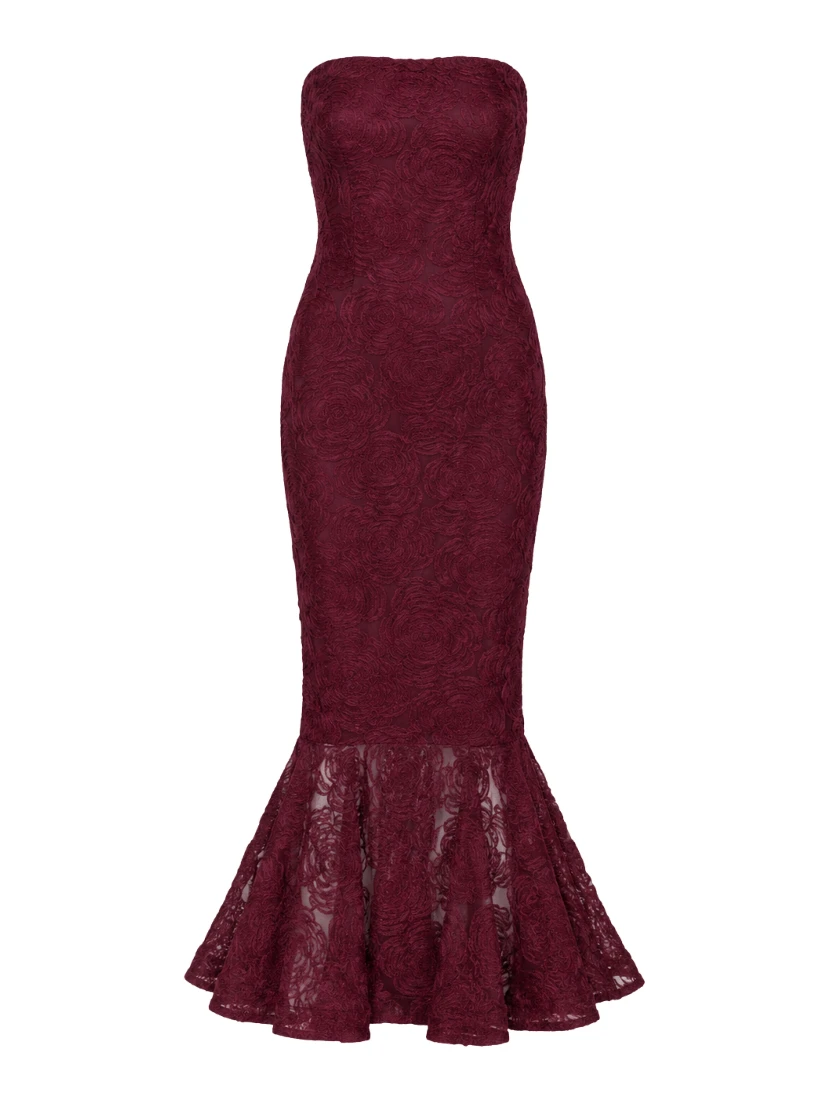 FLOWER MESH FLOUNCE DRESS