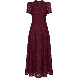 FLOWER MESH FLARED DRESS
