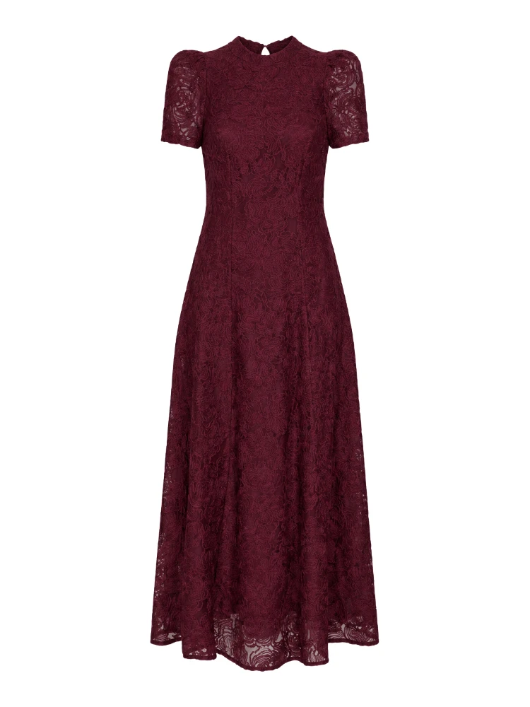 FLOWER MESH FLARED DRESS