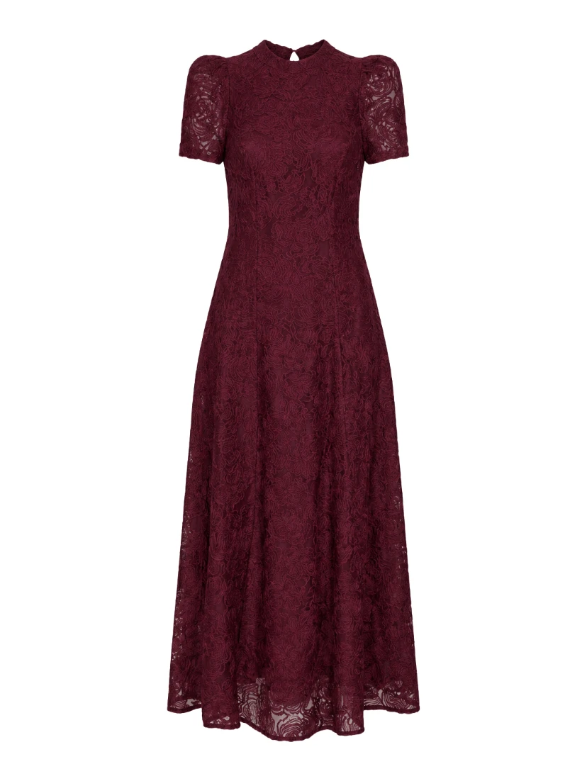 FLOWER MESH FLARED DRESS