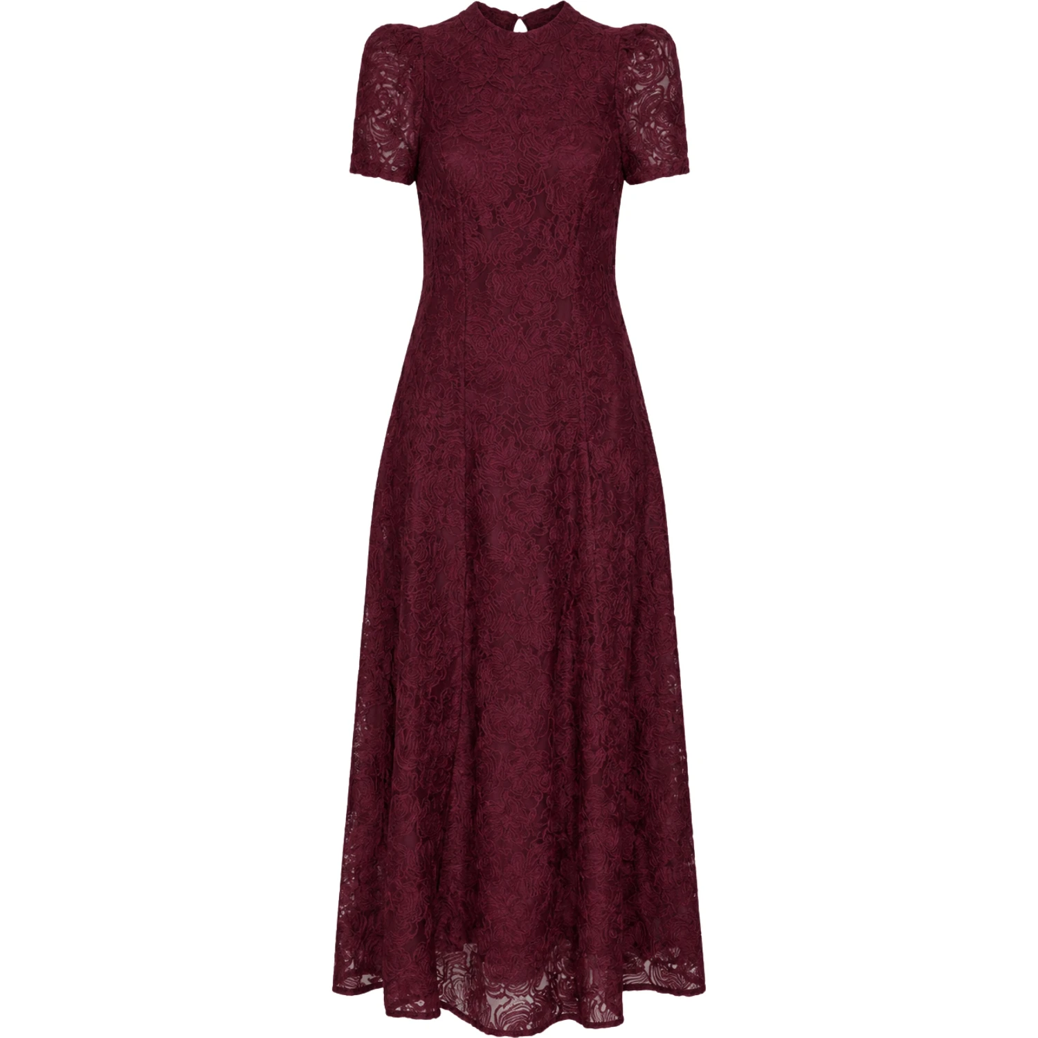 FLOWER MESH FLARED DRESS