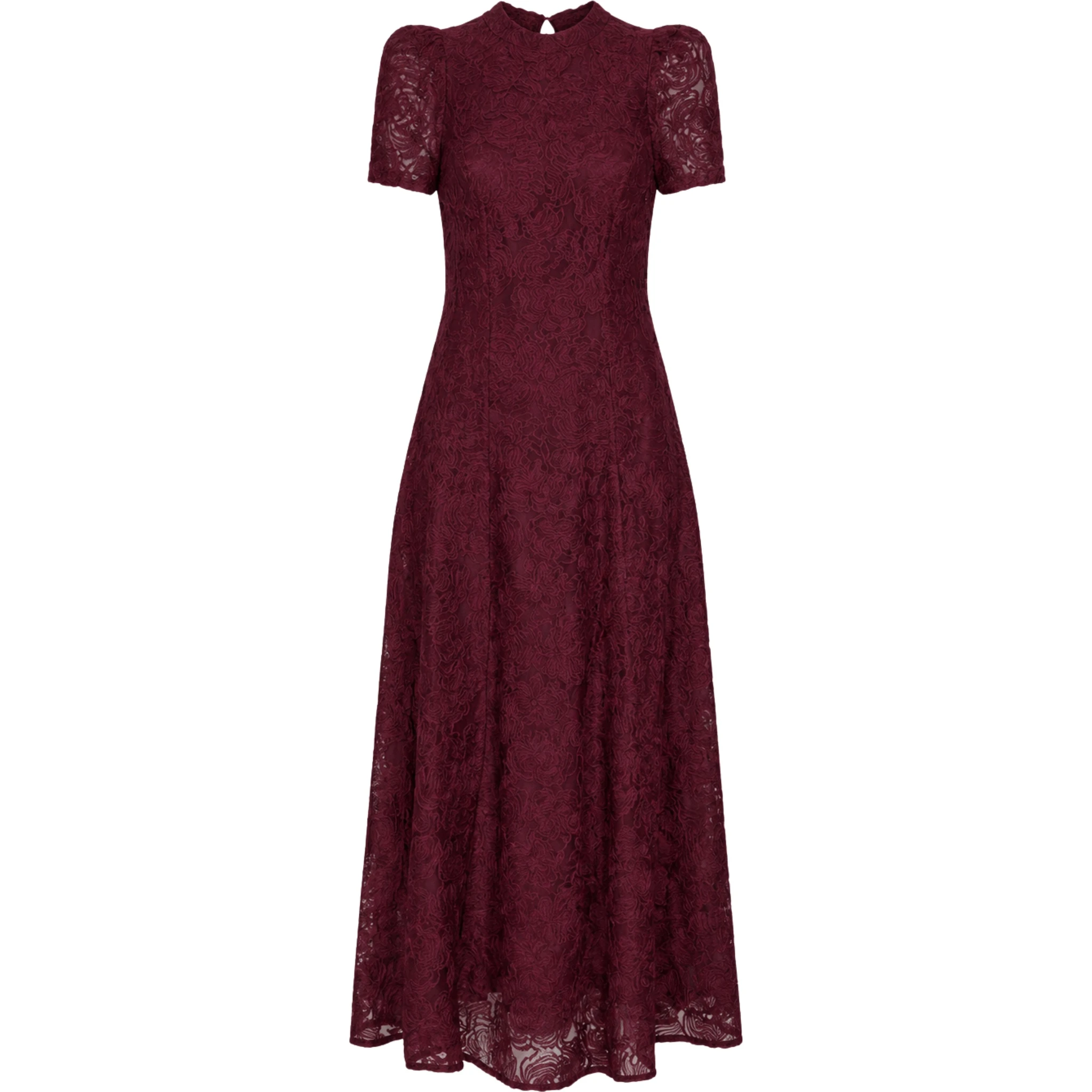 FLOWER MESH FLARED DRESS