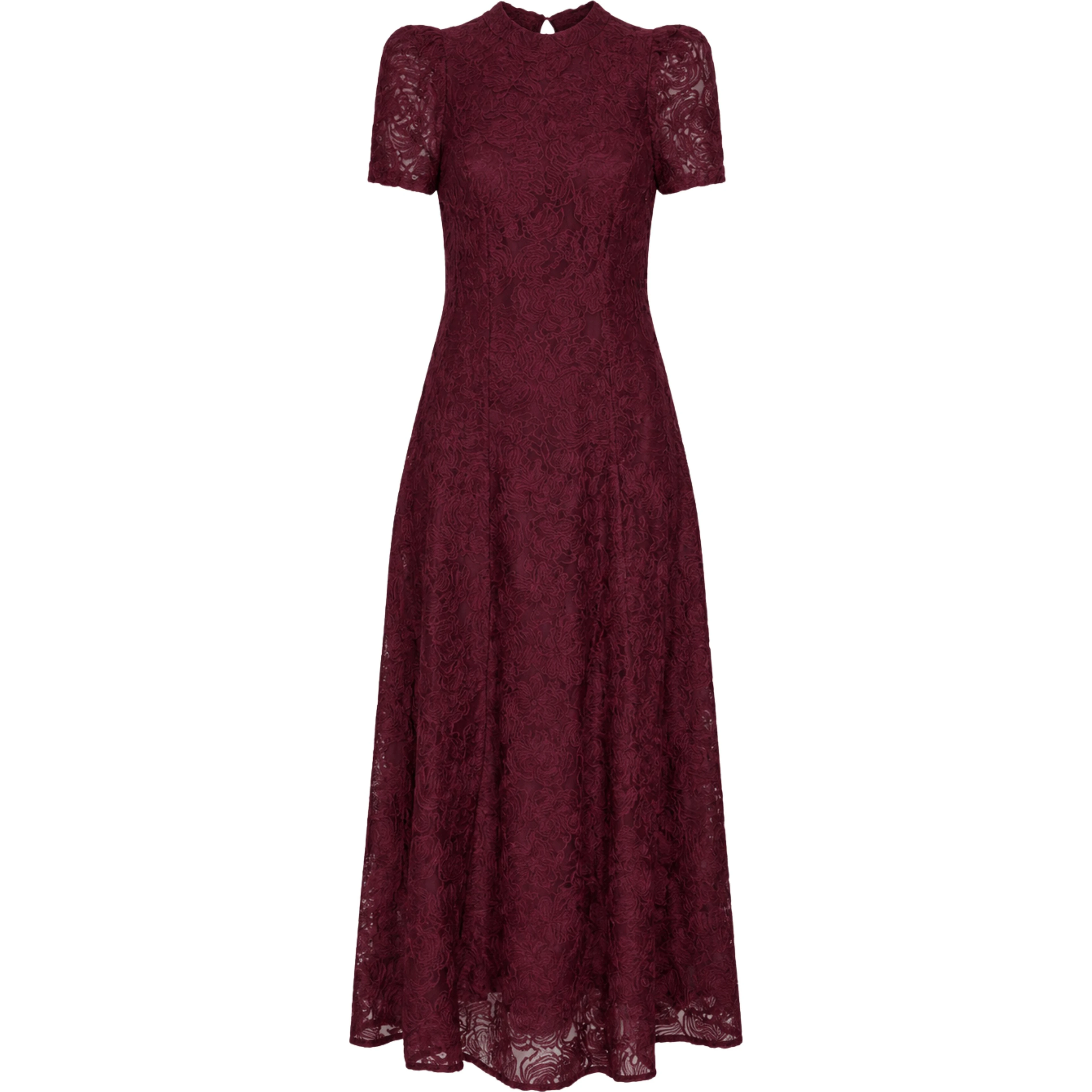 FLOWER MESH FLARED DRESS