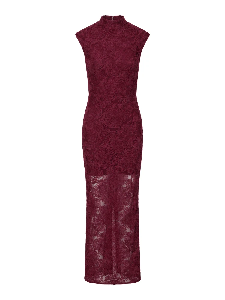 FLOWER MESH MAXI DRESS