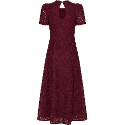 FLOWER MESH FLARED DRESS