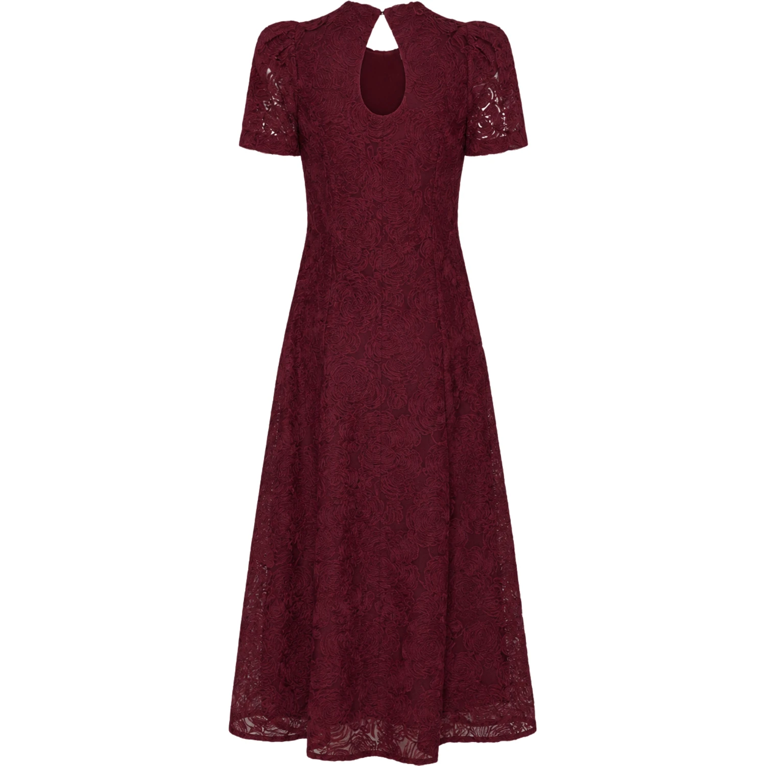 FLOWER MESH FLARED DRESS