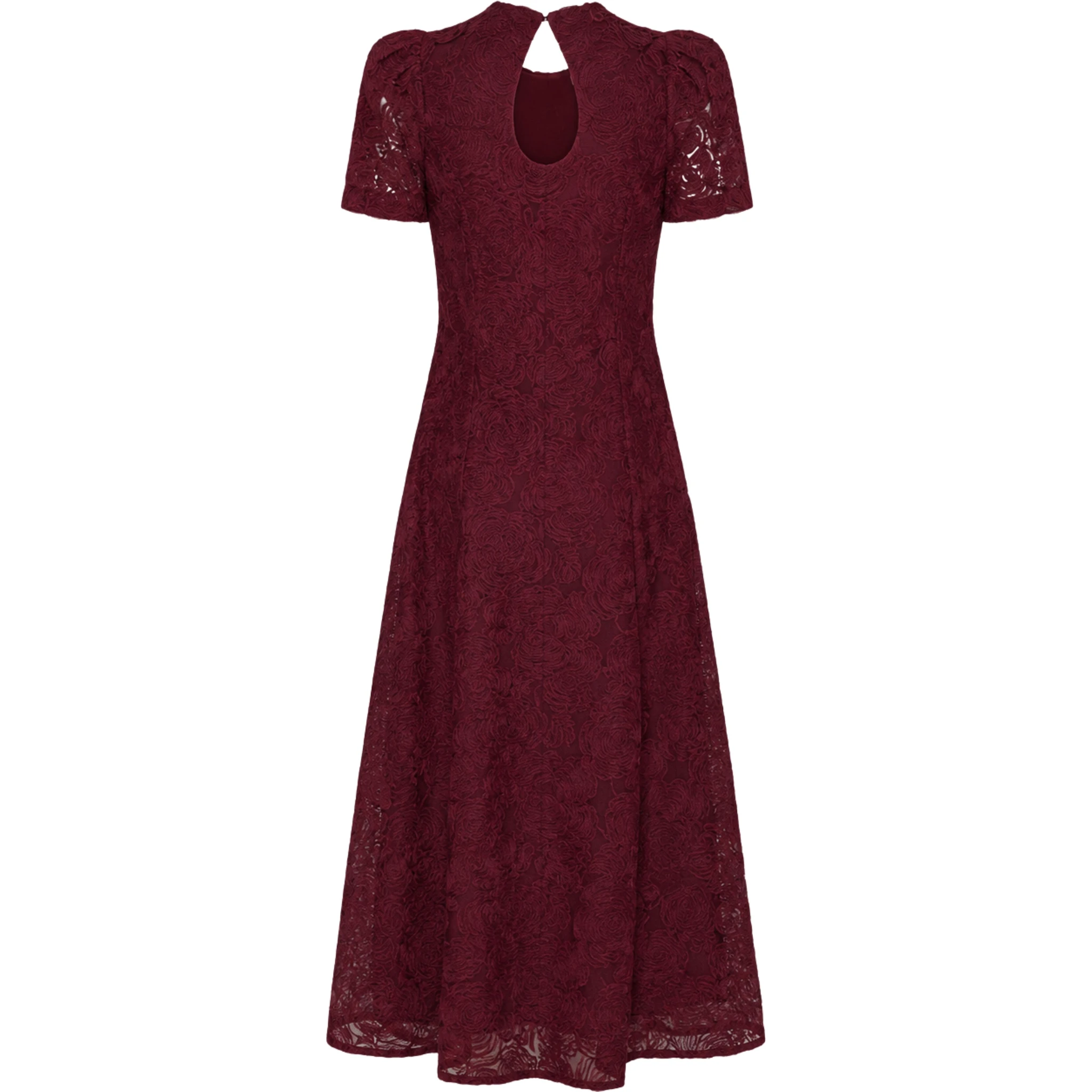 FLOWER MESH FLARED DRESS