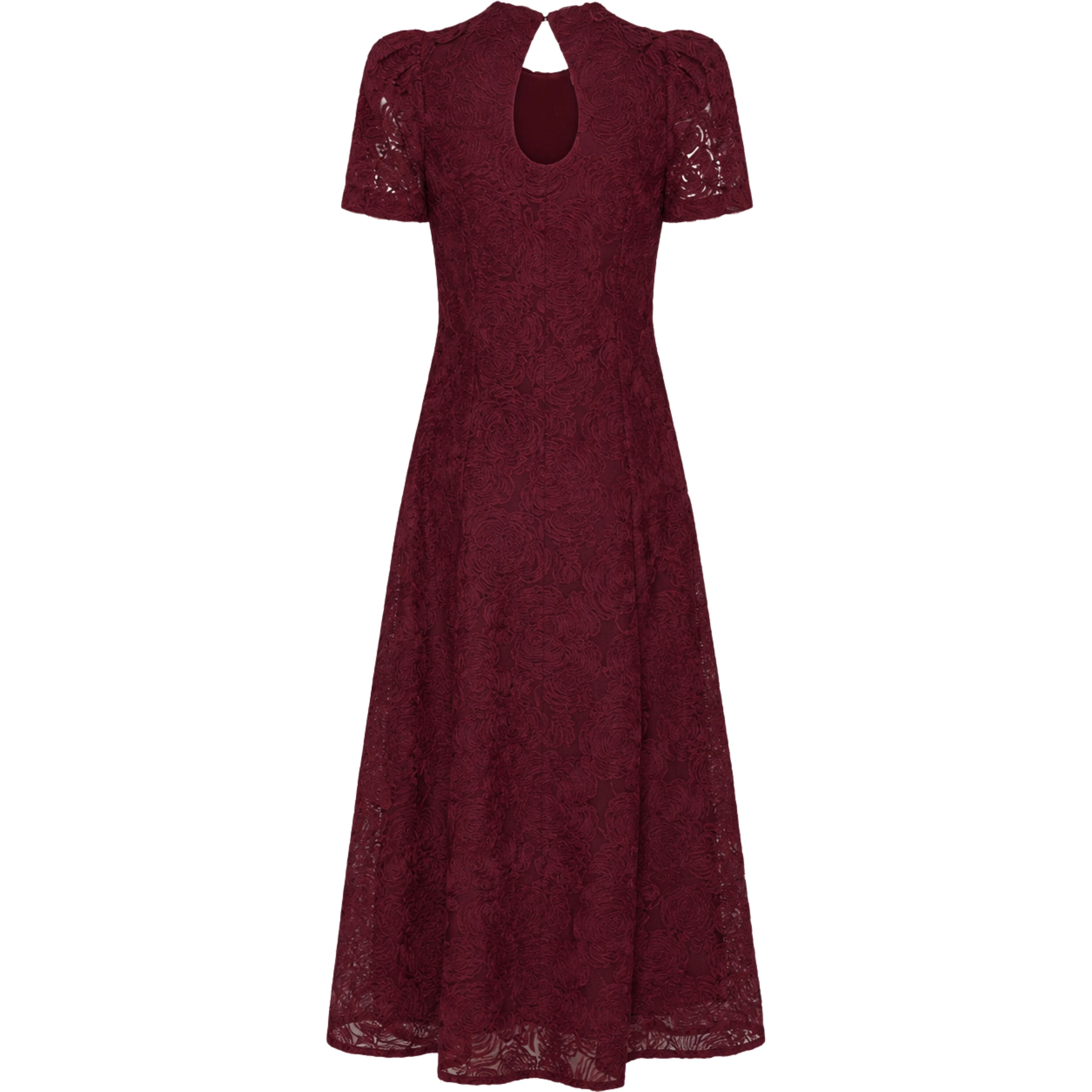 FLOWER MESH FLARED DRESS