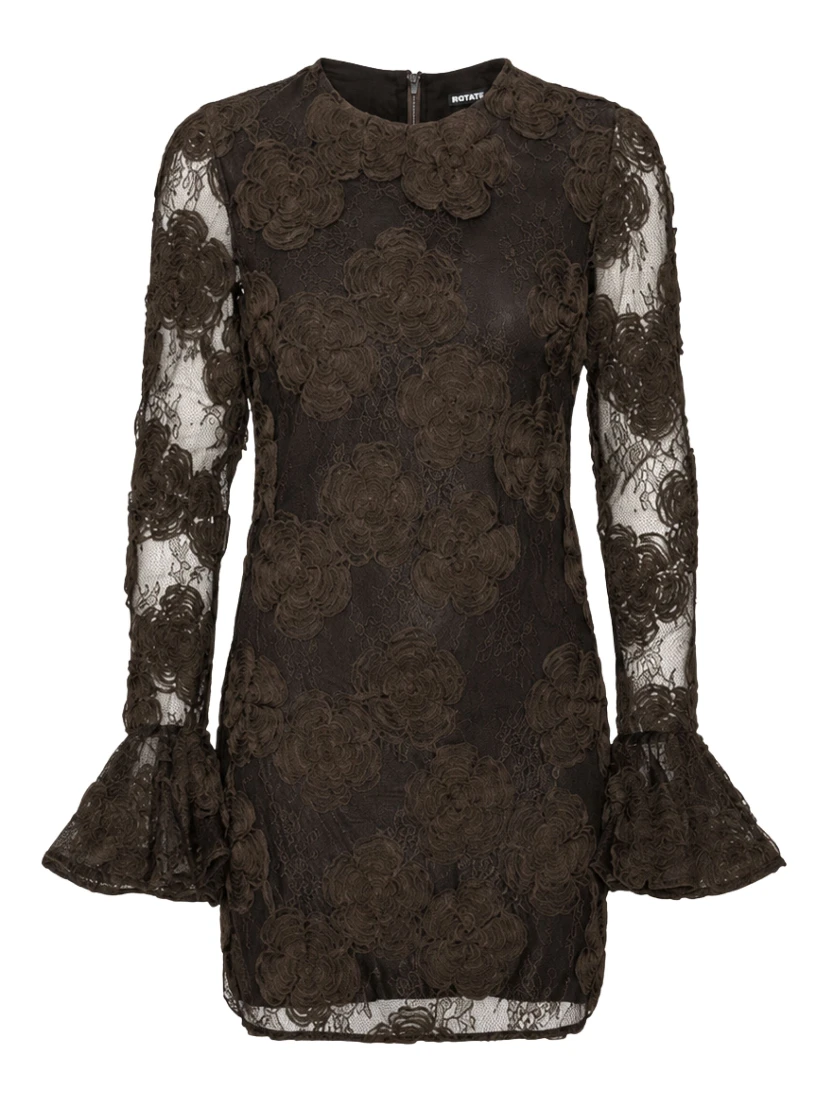 3D FLOWER LS MINI DRESS