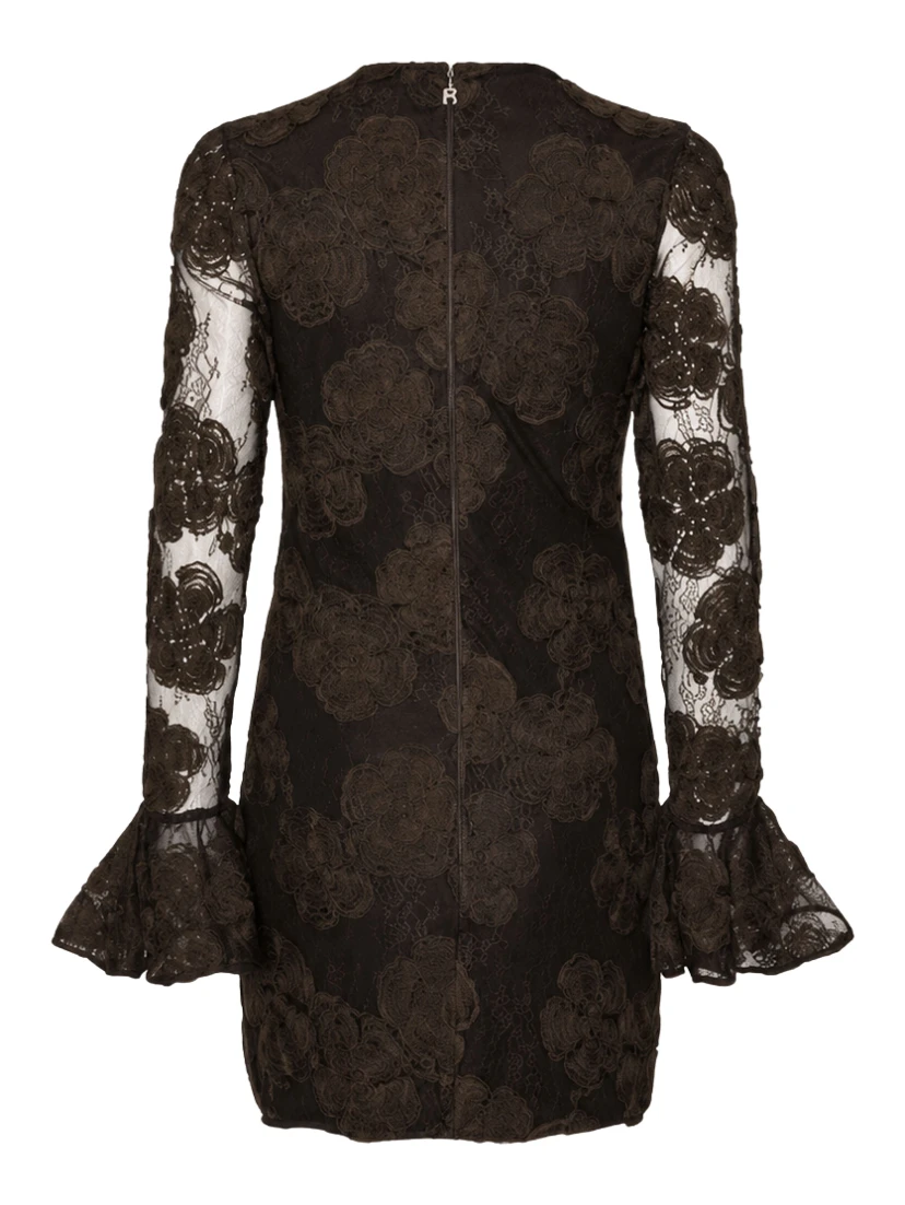 3D FLOWER LS MINI DRESS