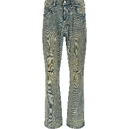 Blue Cotton Flared Jeans