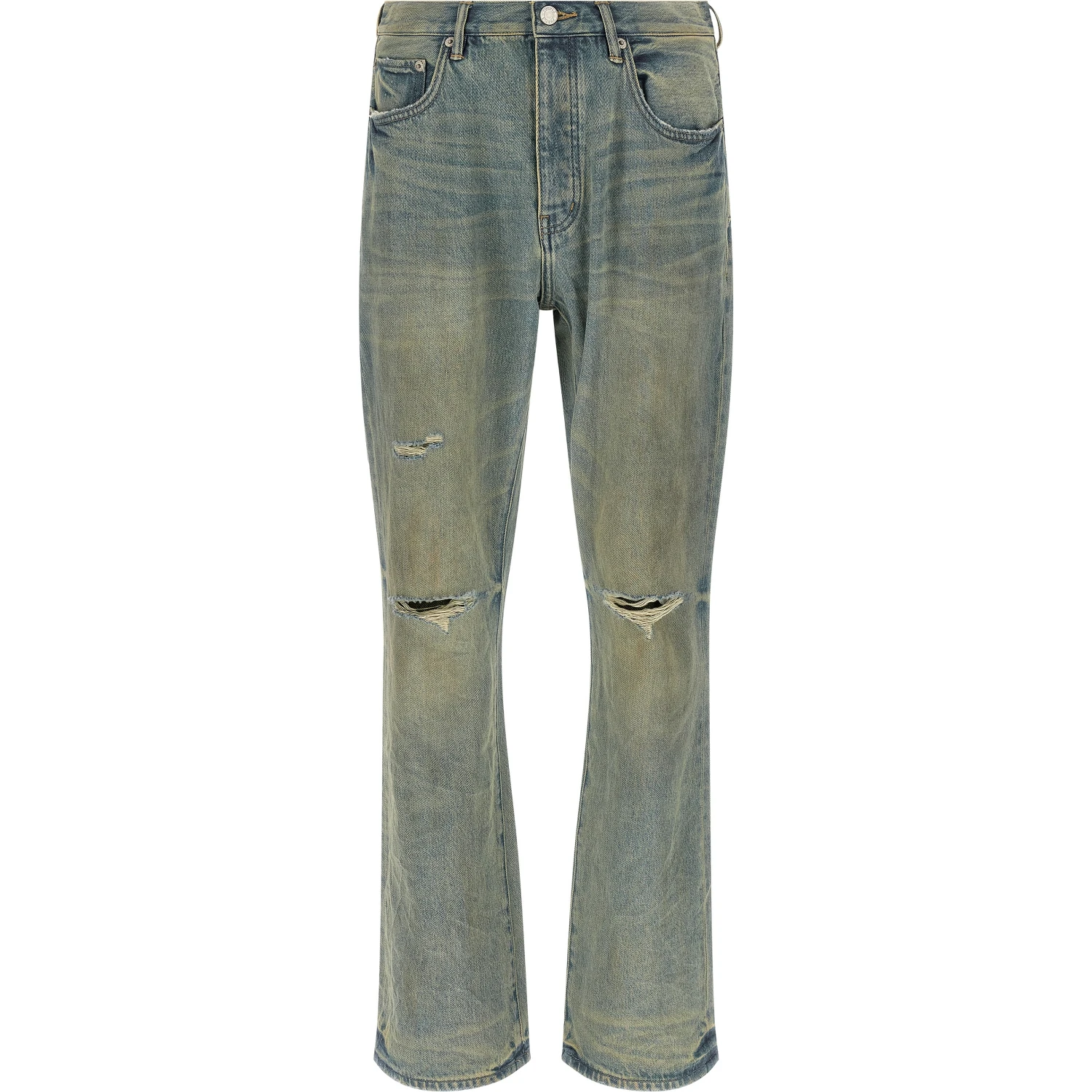 Blue Cotton Flared Jeans