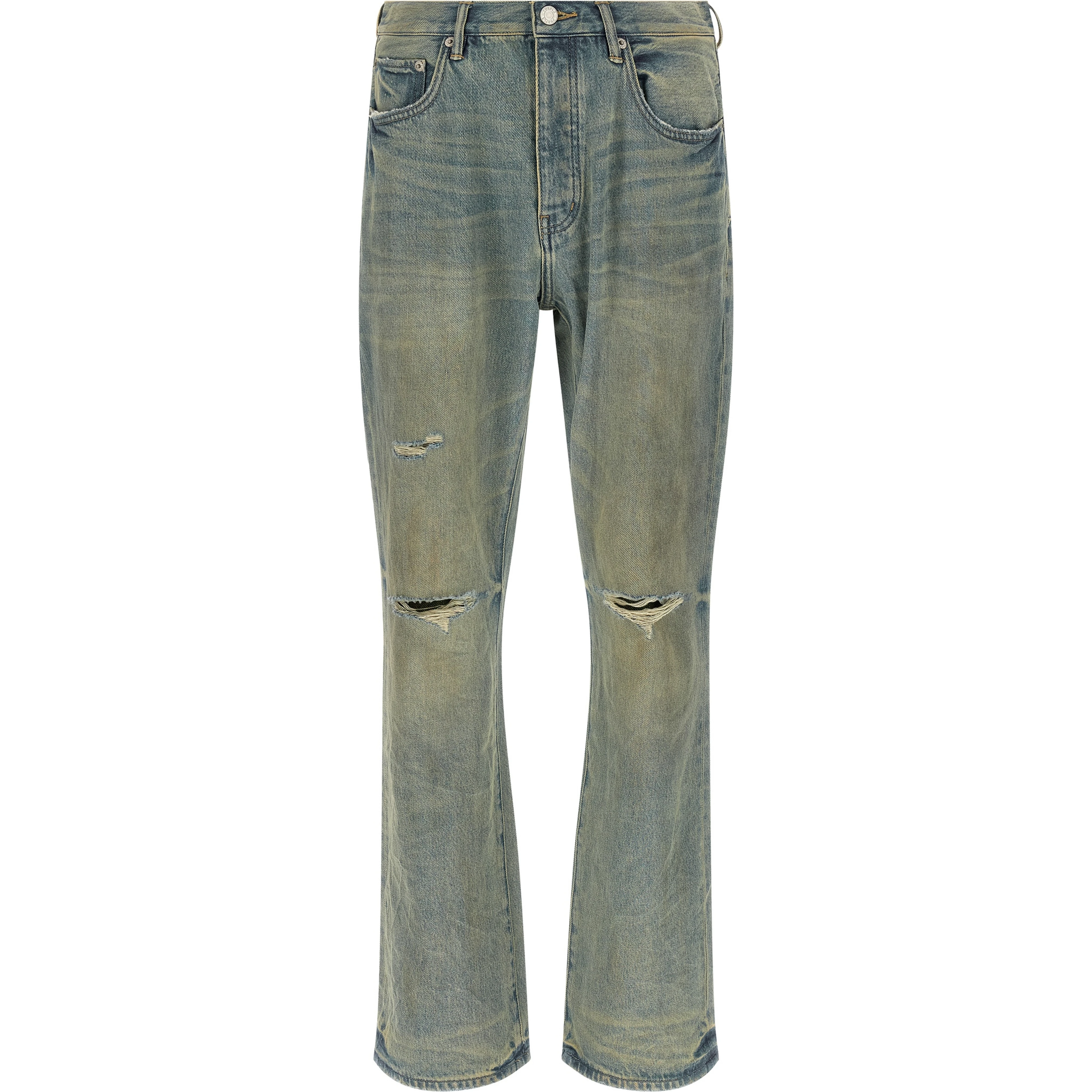 Blue Cotton Flared Jeans