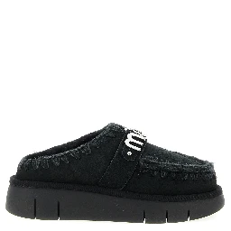 Black Lamb Leather Clogs