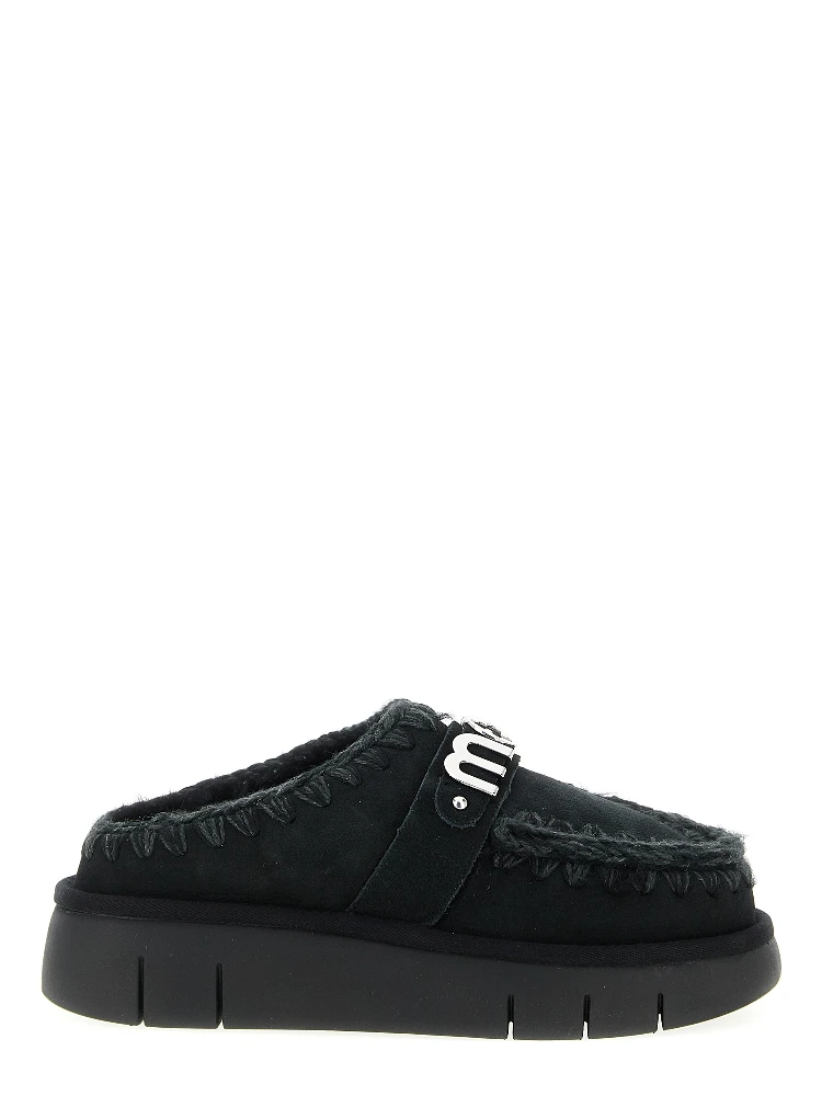 Black Lamb Leather Clogs