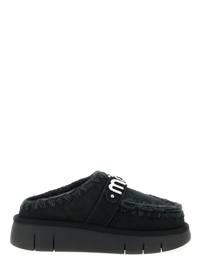 Black Lamb Leather Clogs