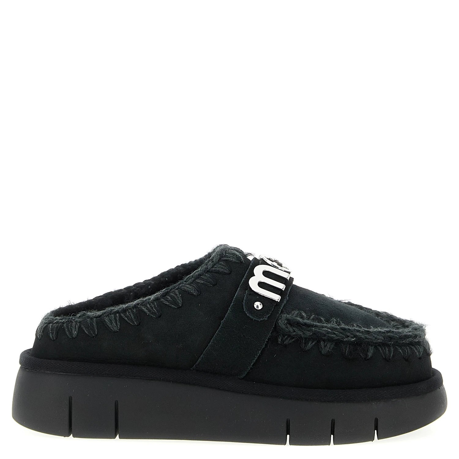 Black Lamb Leather Clogs