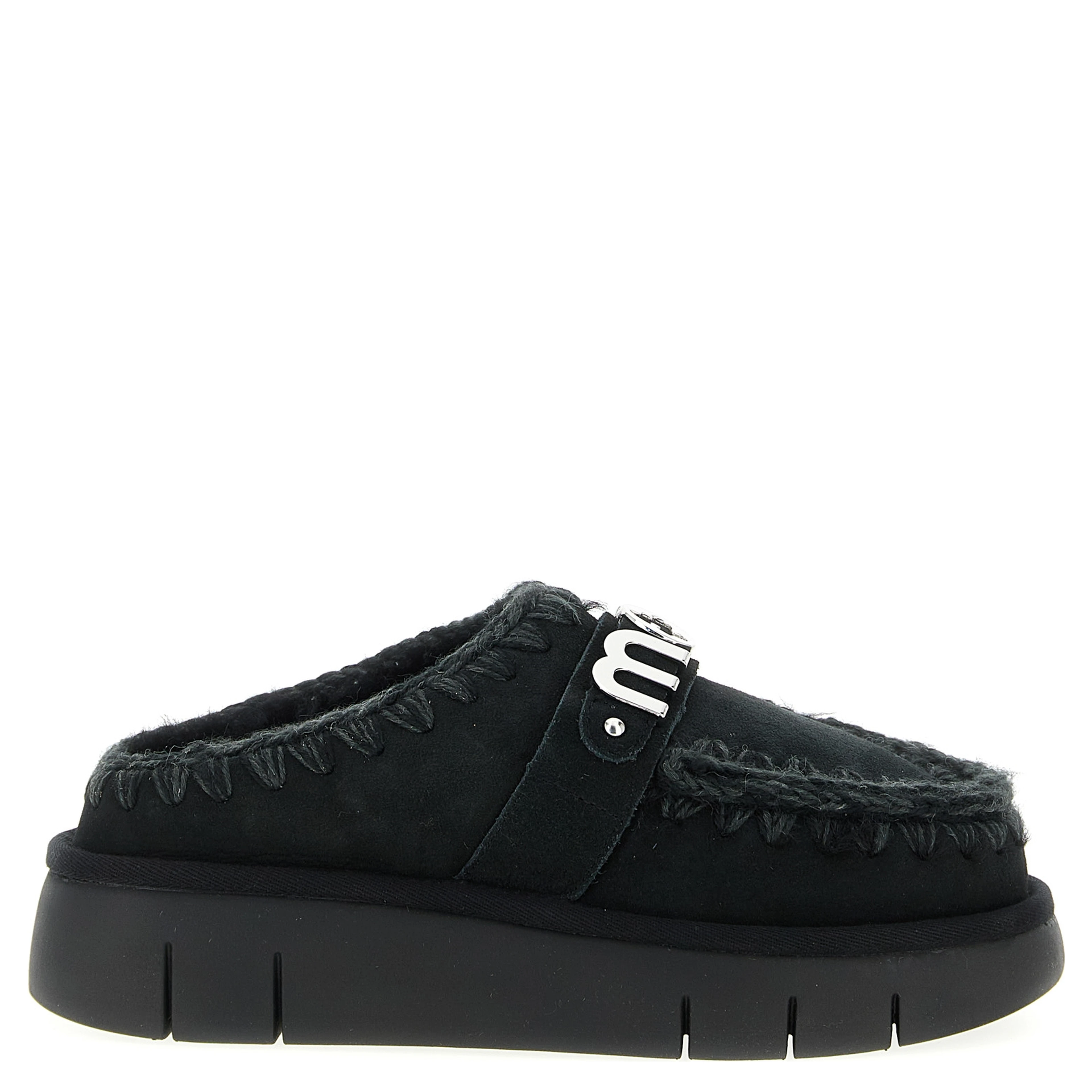 Black Lamb Leather Clogs