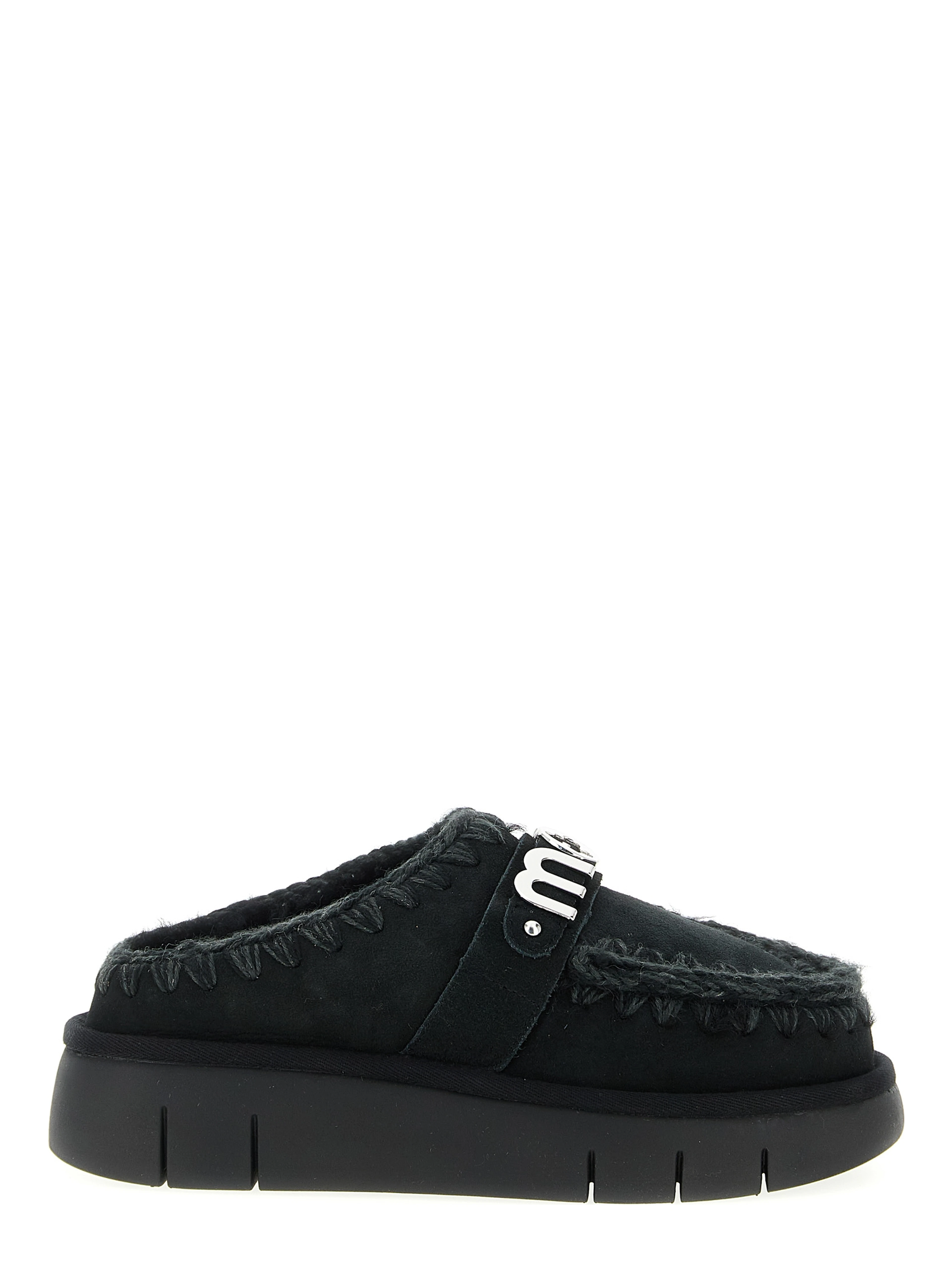 Black Lamb Leather Clogs