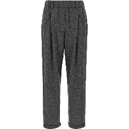 Gray Virgin Wool Casual Pants