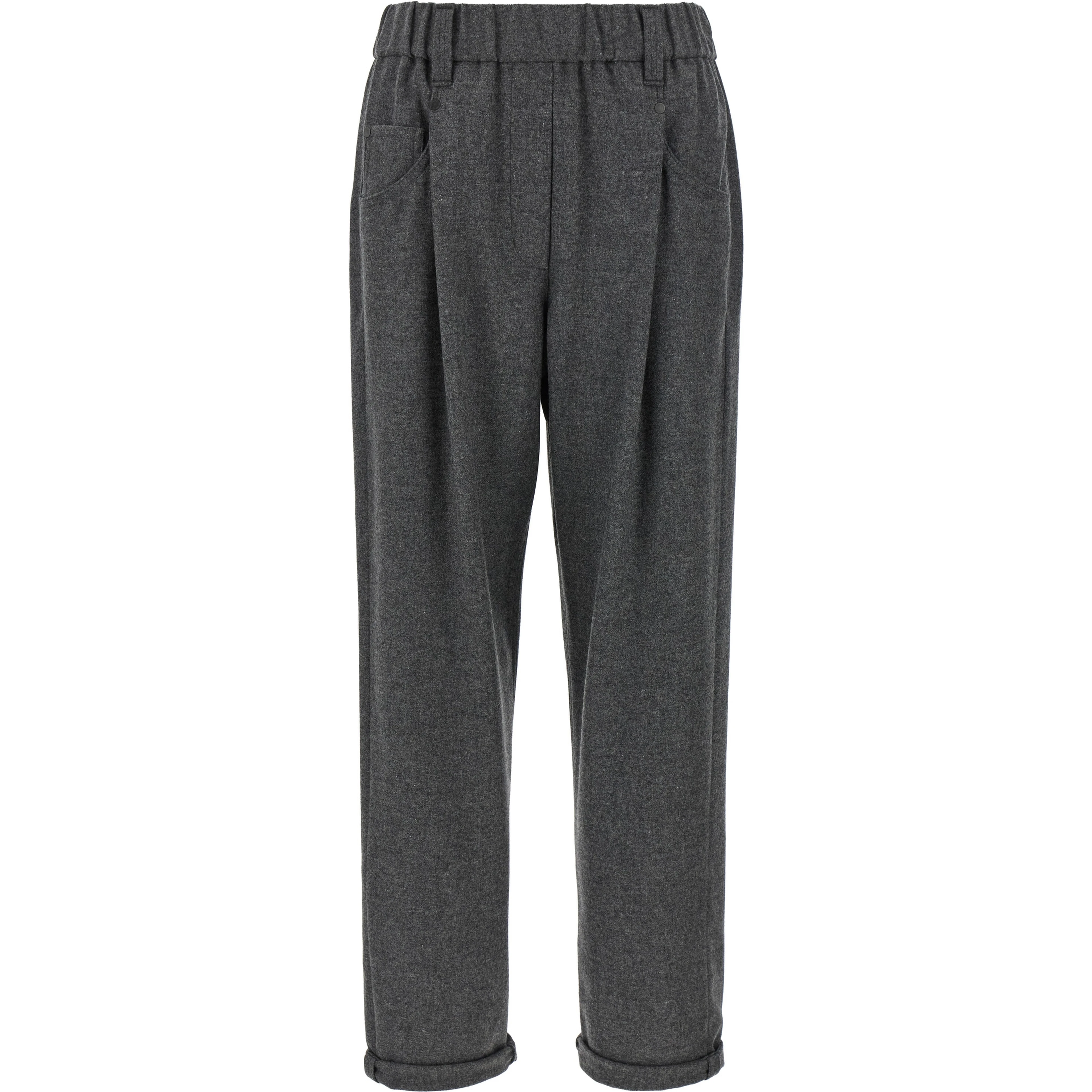 Gray Virgin Wool Casual Pants