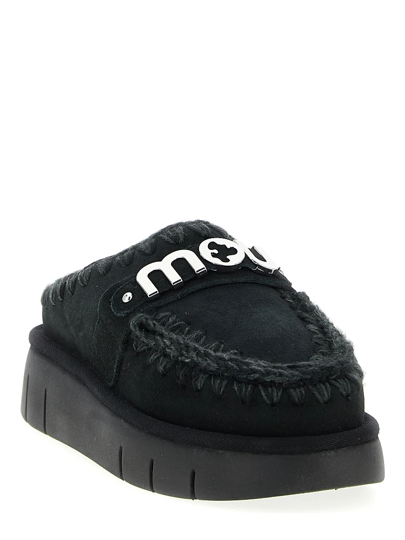 Black Lamb Leather Clogs