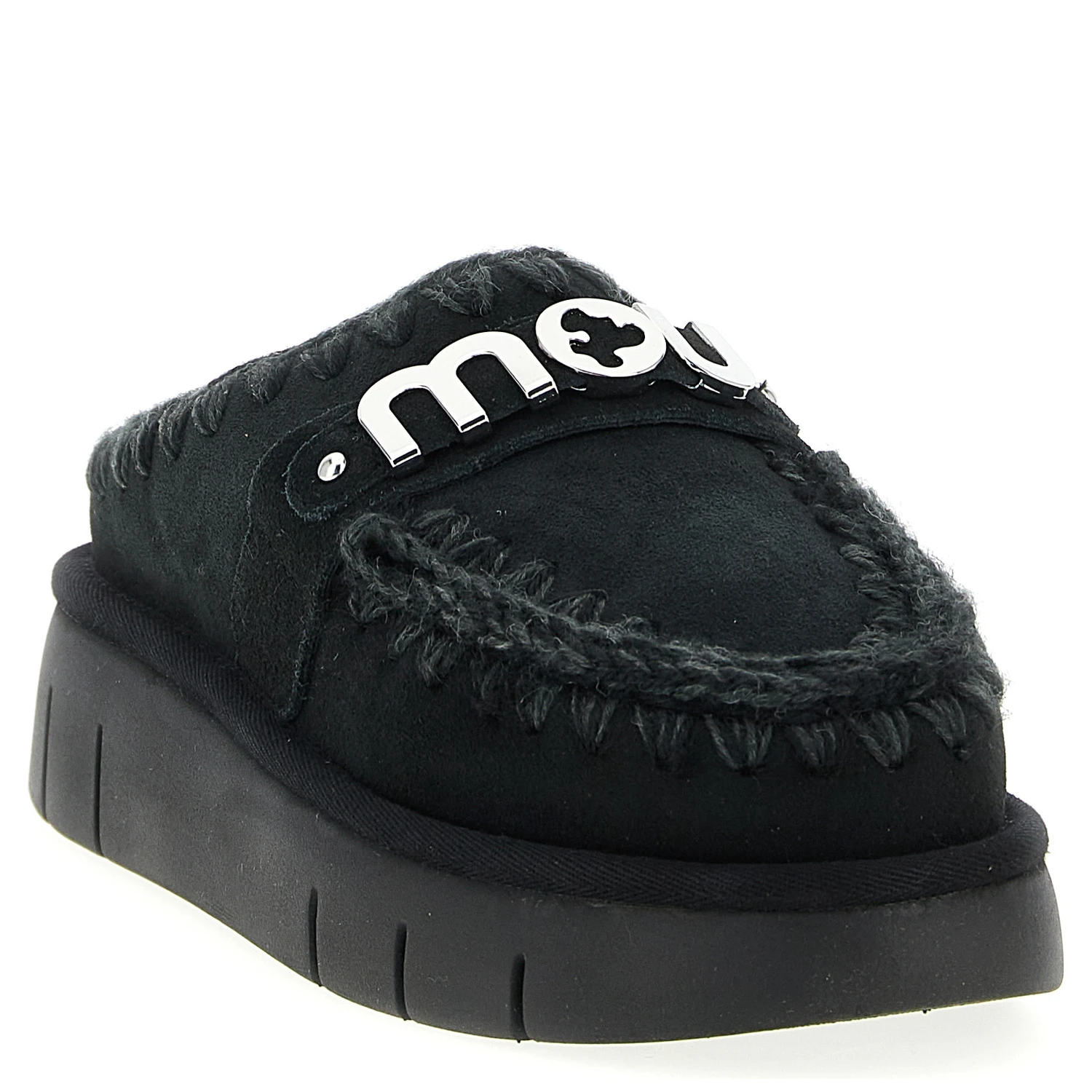 Black Lamb Leather Clogs