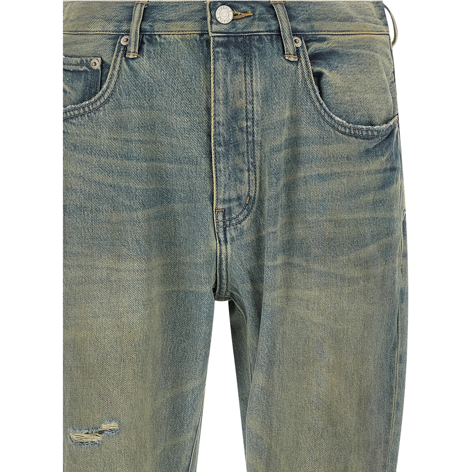Blue Cotton Flared Jeans