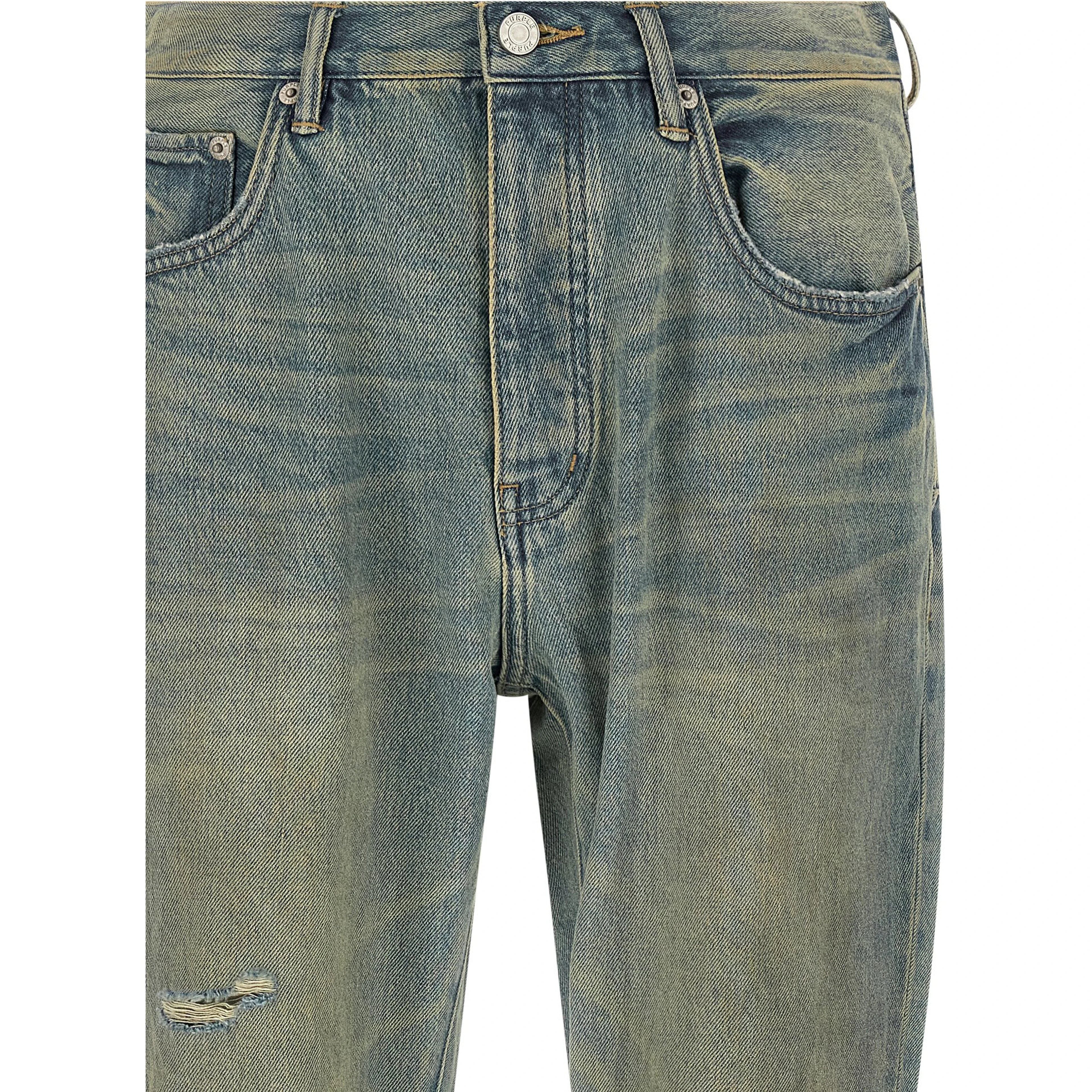 Blue Cotton Flared Jeans