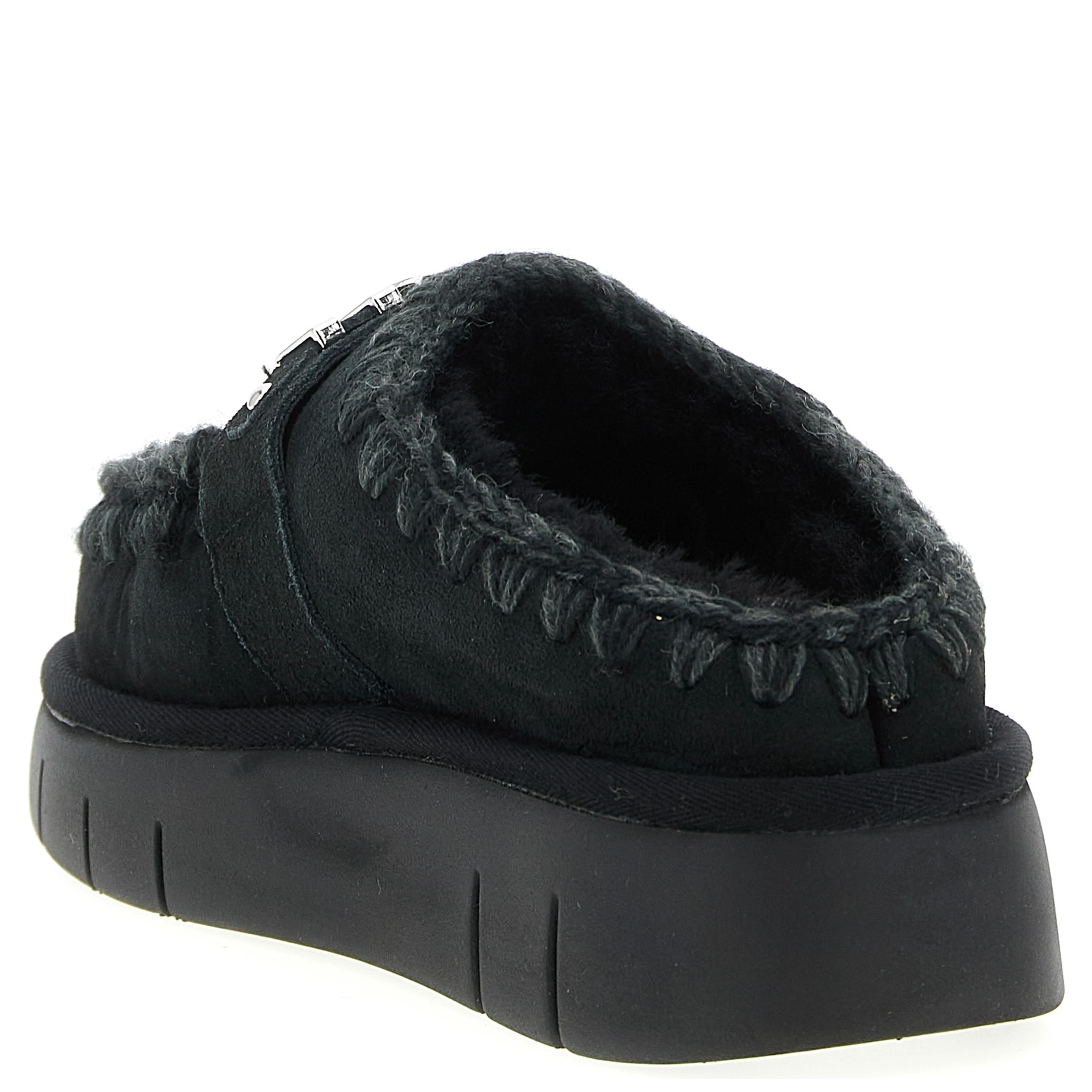 Black Lamb Leather Clogs