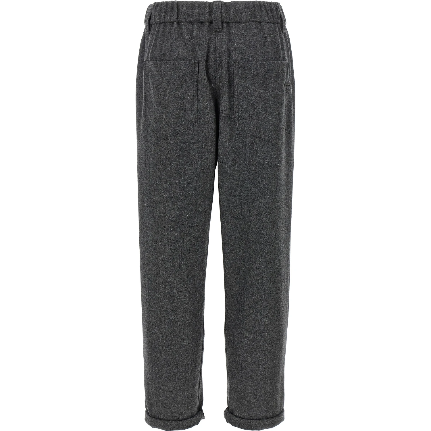 Gray Virgin Wool Casual Pants