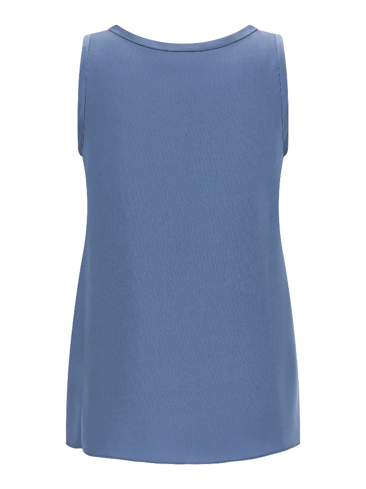 Blue Silk Sleeveles T-Shirt alternative