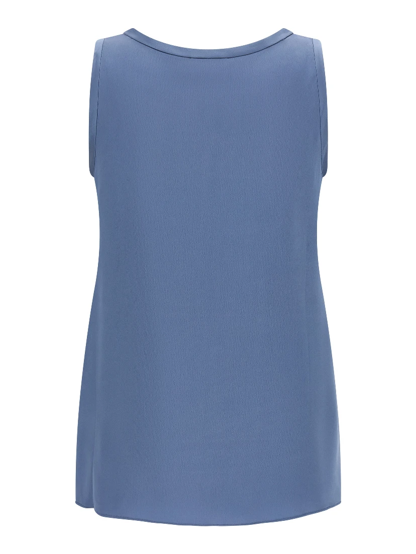 Blue Silk Sleeveles T-Shirt
