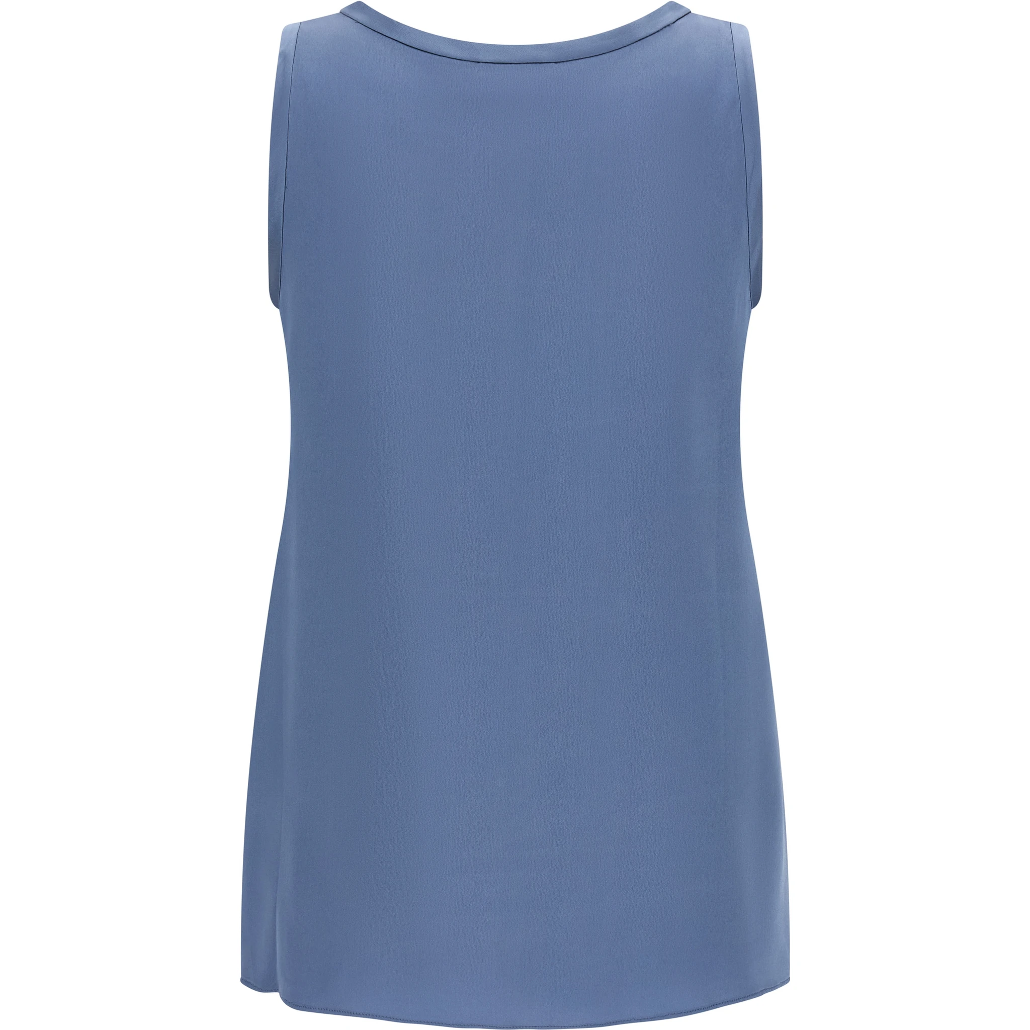 Blue Silk Sleeveles T-Shirt