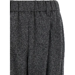 Gray Virgin Wool Casual Pants